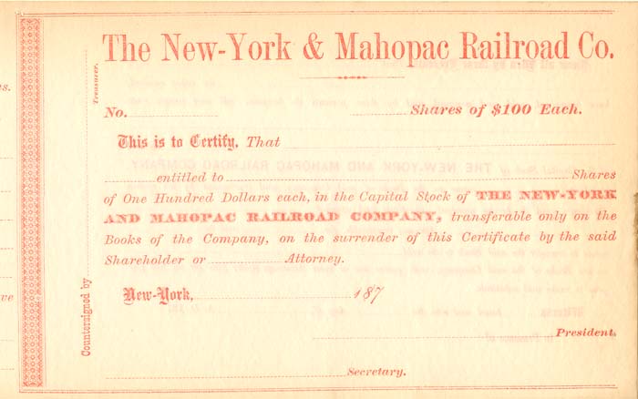 New-York and Mahopac Railroad Co.